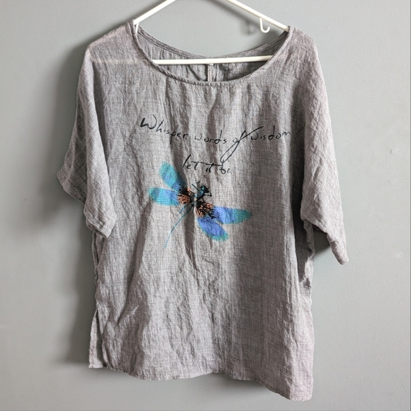 Whisper words of wisdom crepe style top - Picture 1 of 13